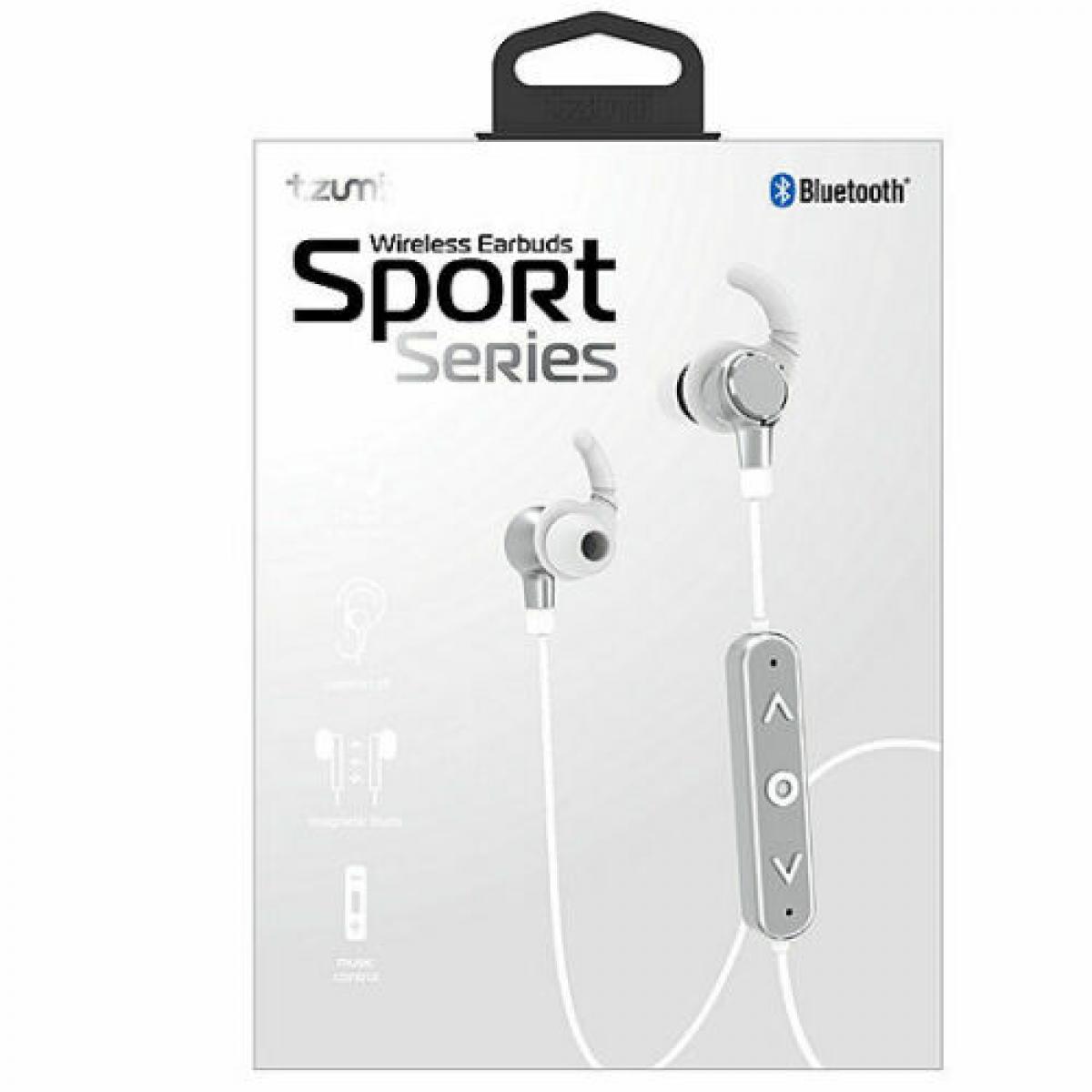 Tzumi Sport Series Bluetooth Earbuds in Silver